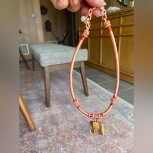 Vintage Orange Necklace with Artistic Pendant